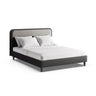 Aveline Bett mit Kopfteil aus Samt/Veganes Leder in Dunkelgrau (Magic Velvet 2241,Vega 92), 180x200 cm von Micadoni – Bild 1