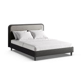 Aveline Bett mit Kopfteil aus Samt/Veganes Leder in Dunkelgrau (Magic Velvet 2241,Vega 92), 200x200 cm von Micadoni – Bild 1