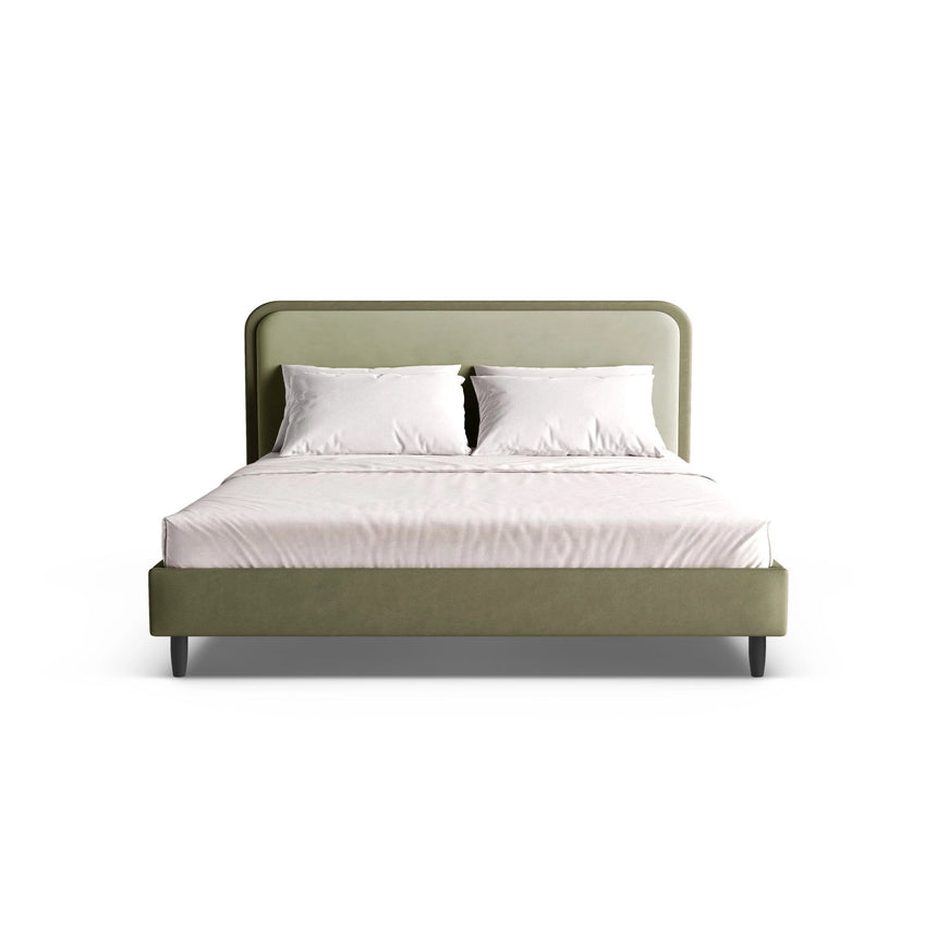 Aveline Bett mit Kopfteil aus Samt/Veganes Leder in Grün/Moosgrün (Magic Velvet 2243,Vega 37), 140x200 cm von Micadoni – Bild 5