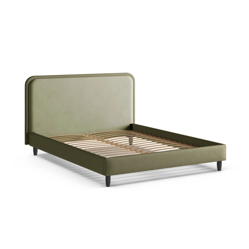 Aveline Bett mit Kopfteil aus Samt/Veganes Leder in Grün/Moosgrün (Magic Velvet 2243,Vega 37), 140x200 cm von Micadoni – Bild 6