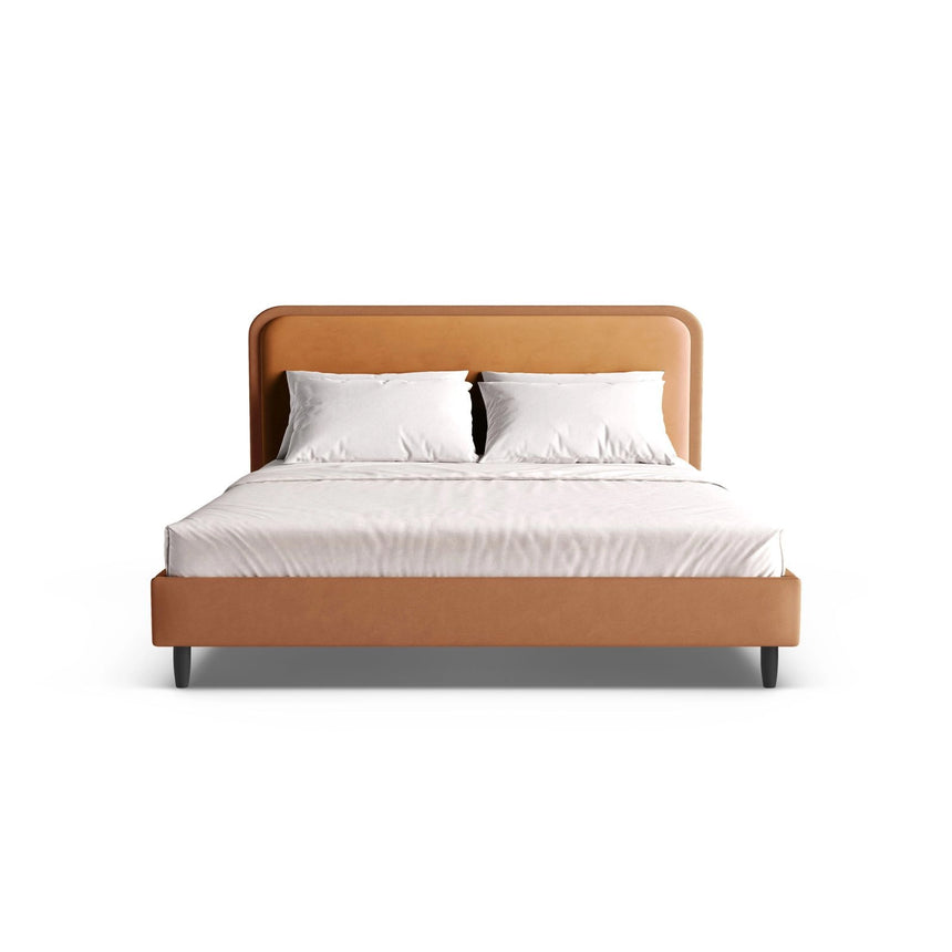 Aveline Bett mit Kopfteil aus Samt/Veganes Leder in Kamel/Honig (Magic Velvet 2286,Vega 53), 140x200 cm von Micadoni – Bild 5