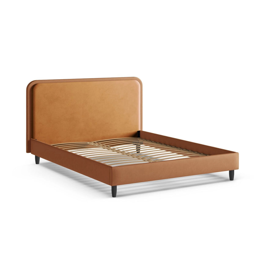 Aveline Bett mit Kopfteil aus Samt/Veganes Leder in Kamel/Honig (Magic Velvet 2286,Vega 53), 140x200 cm von Micadoni – Bild 6