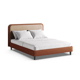 Aveline Bett mit Kopfteil aus Samt/Veganes Leder in Mandelbeige/Kastanienbraun (Magic Velvet 2282,Vega 56), 200x200 cm von Micadoni – Bild 1
