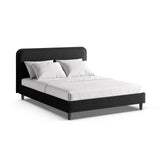 Aveline Bett mit Kopfteil aus Strukturierter Stoff in Hellgrau (Wind 84), 180x200 cm von Micadoni – Bild 1