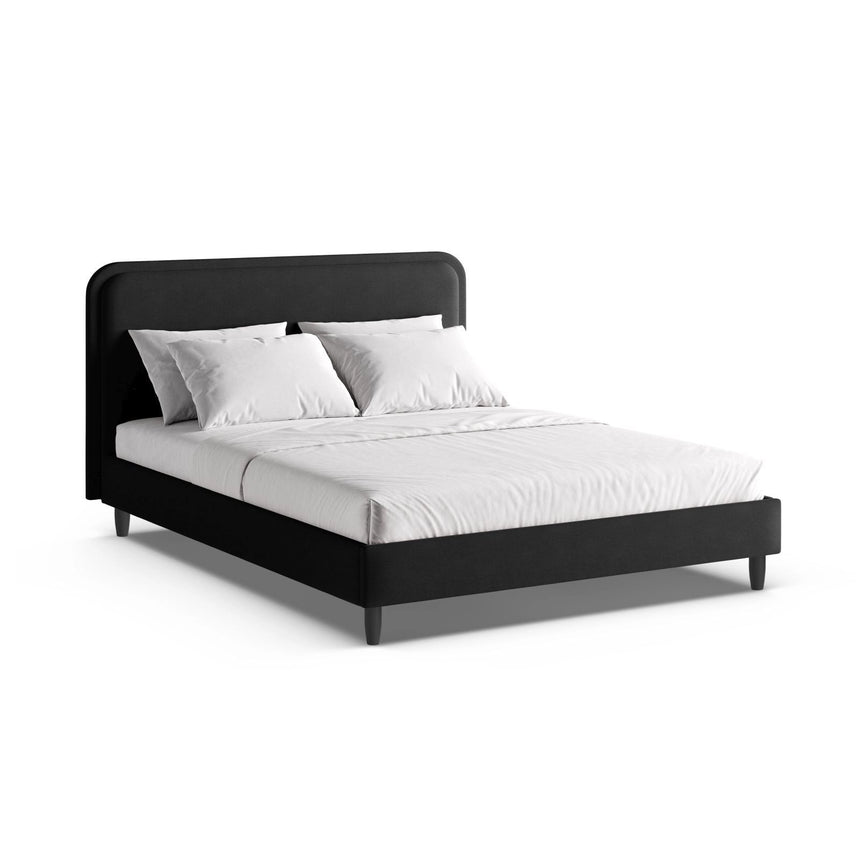 Aveline Bett mit Kopfteil aus Strukturierter Stoff in Hellgrau (Wind 84), 180x200 cm von Micadoni – Bild 1