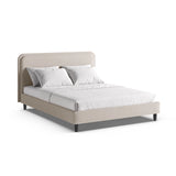Aveline Bett mit Kopfteil aus Strukturierter Stoff in Leichtes Beige (Wind 05), 140x200 cm von Micadoni – Bild 1