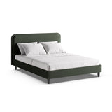Aveline Bett mit Kopfteil aus Strukturierter Stoff in Moosgrün (Wind 75), 180x200 cm von Micadoni – Bild 1