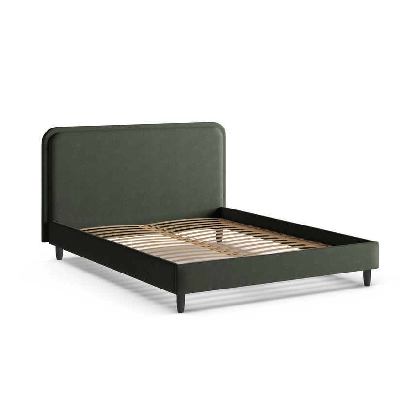 Aveline Bett mit Kopfteil aus Strukturierter Stoff in Moosgrün (Wind 75), 200x200 cm von Micadoni – Bild 6