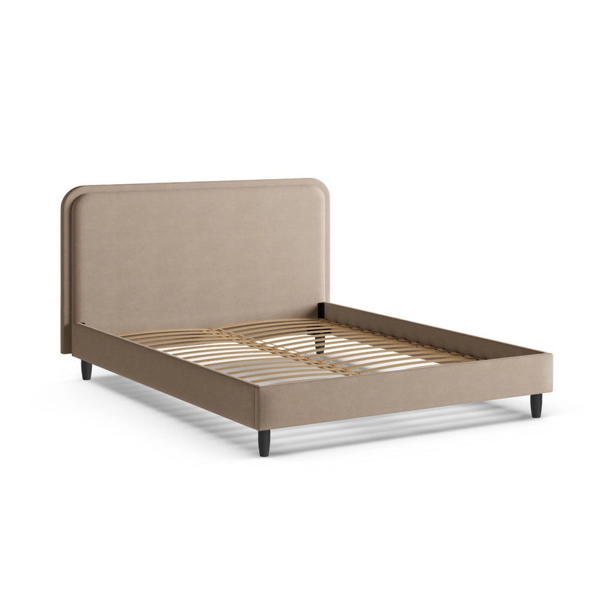 Aveline Bett mit Kopfteil aus Strukturierter Stoff in Sand (Wind 11), 200x200 cm von Micadoni – Bild 6