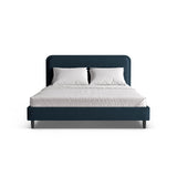 Aveline Bett mit Kopfteil aus Strukturierter Stoff in Satinblau (Wind 73), 140x200 cm von Micadoni – Bild 5