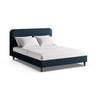 Aveline Bett mit Kopfteil aus Strukturierter Stoff in Satinblau (Wind 73), 180x200 cm von Micadoni – Bild 1