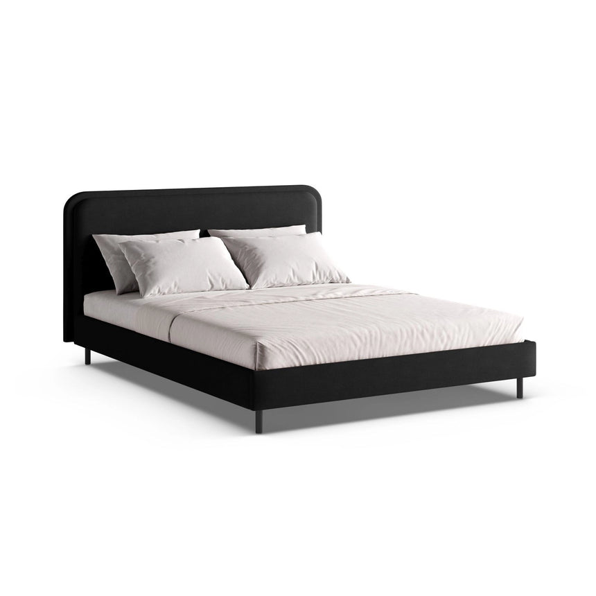 Aveline Bett mit Kopfteil aus Strukturierter Stoff in Schwarz (Wind 99), 140x200 cm von Micadoni – Bild 5