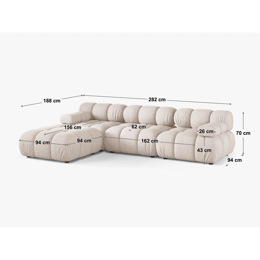 Bellis Modulares 4-Sitzer Ecksofa aus Samt in Beige (Venus 2928), 282x188 cm von Micadoni – Bild 2
