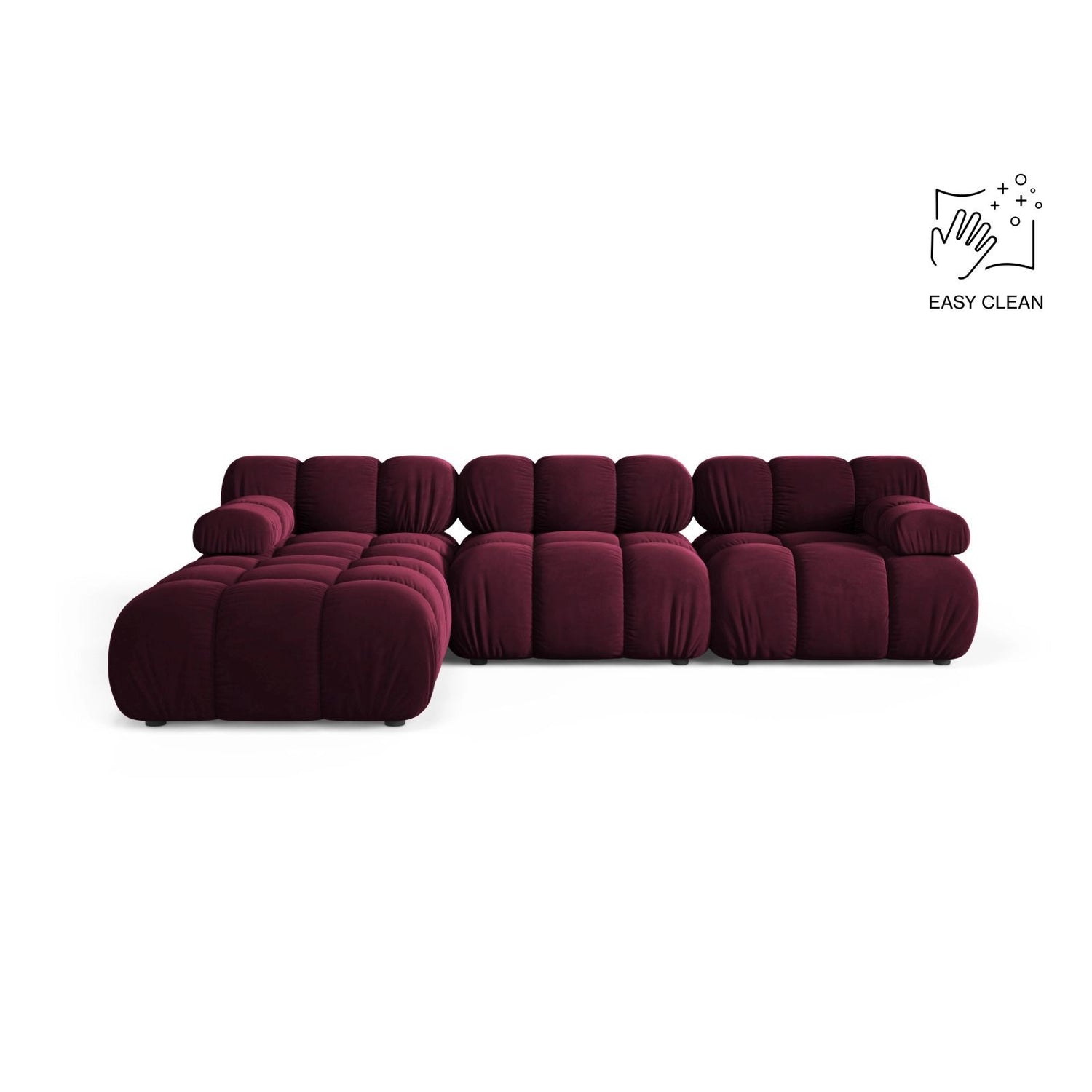 Bellis Modulares 4-Sitzer Ecksofa aus Samt in Burgund (Venus 2932), 282x188 cm von Micadoni – Bild 1