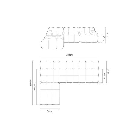 Bellis Modulares 4-Sitzer Ecksofa aus Samt in Dunkelbeige (Bluvel 30), 282x188 cm von Micadoni – Bild 2