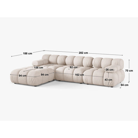 Bellis Modulares 4-Sitzer Ecksofa aus Samt in Flaschengrün (Venus 2940), 282x188 cm von Micadoni – Bild 2