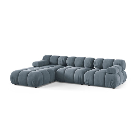 Bellis Modulares 4-Sitzer Ecksofa aus Samt in Hellblau (Bluvel 06), 282x188 cm von Micadoni – Bild 3