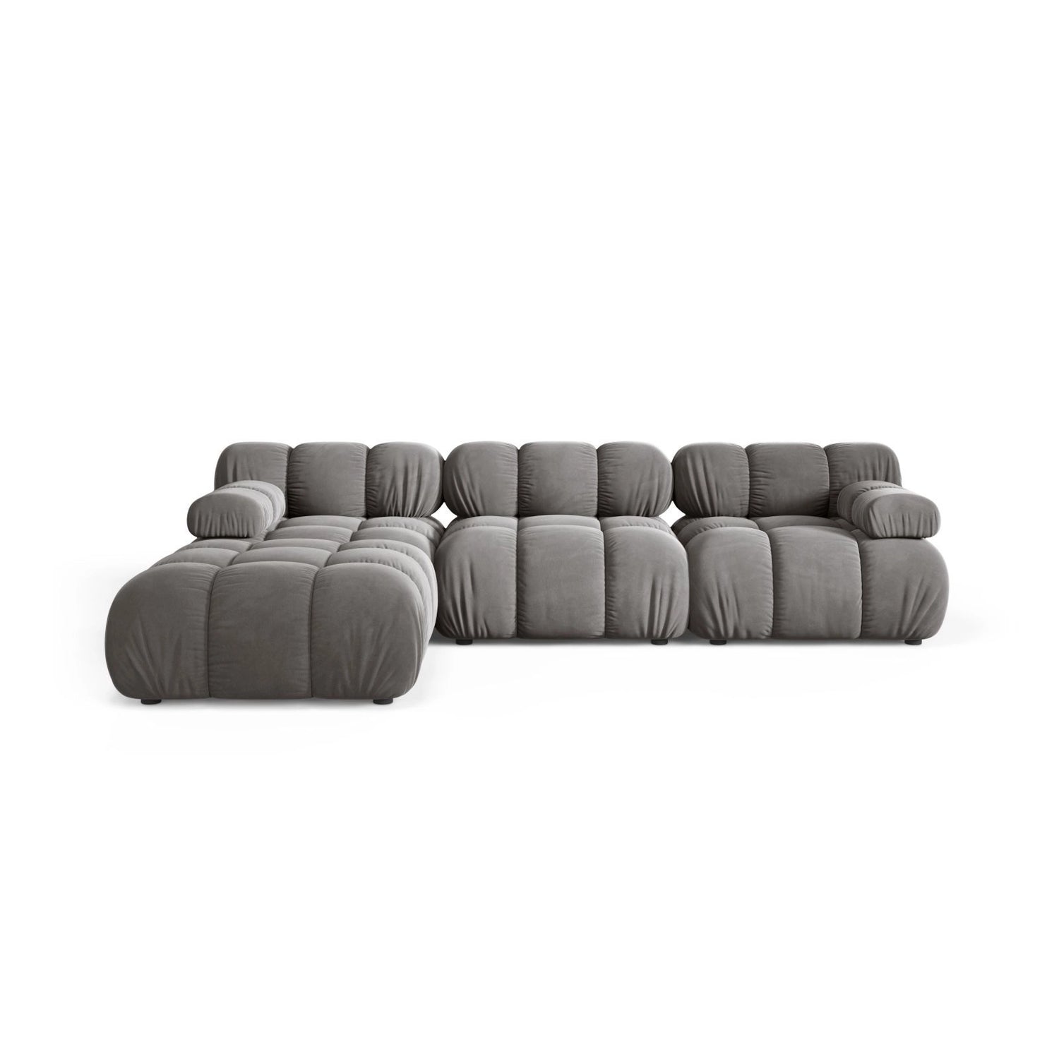 Bellis Modulares 4-Sitzer Ecksofa aus Samt in Hellgrau (Bluvel 13), 282x188 cm von Micadoni – Bild 1
