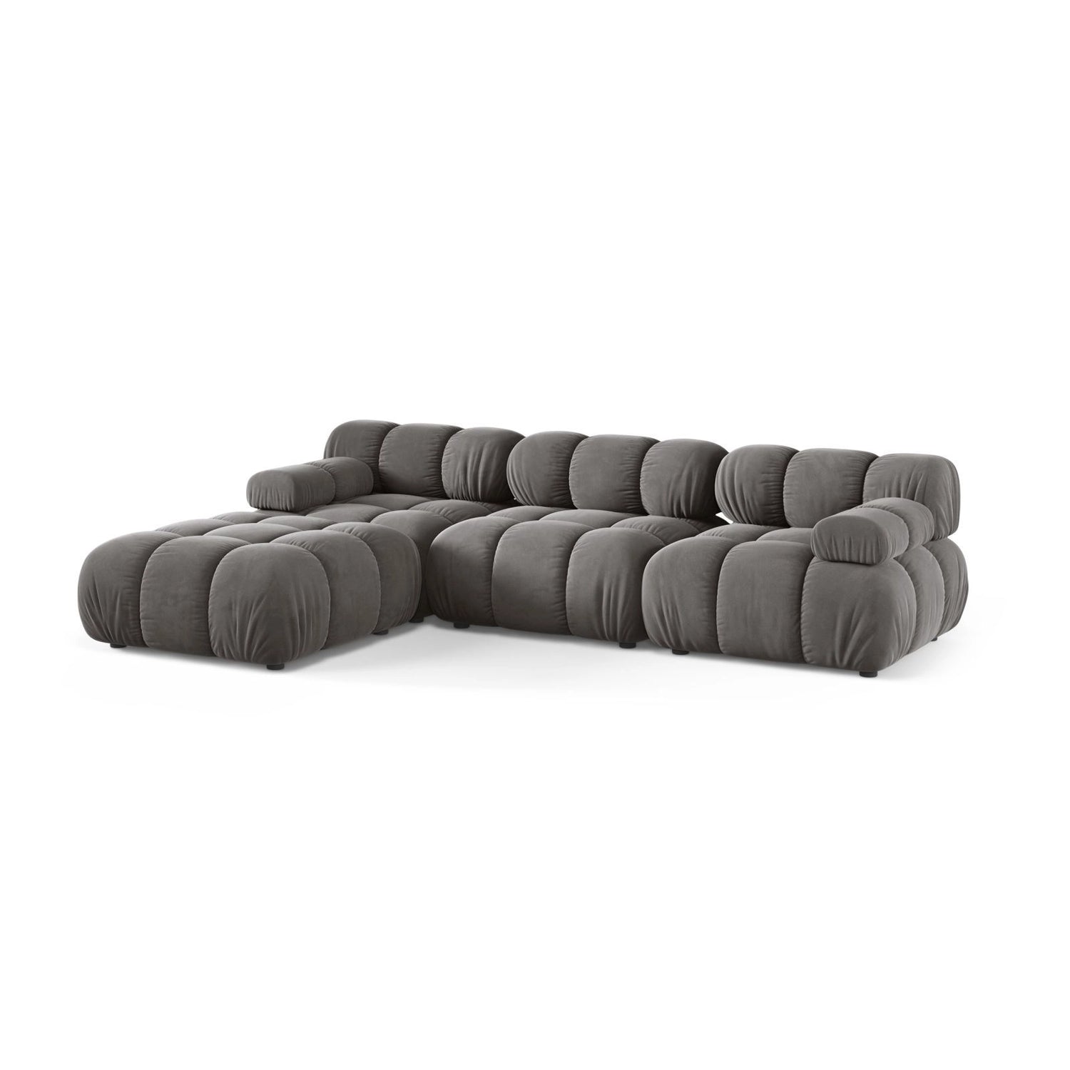Bellis Modulares 4-Sitzer Ecksofa aus Samt in Hellgrau (Bluvel 13), 282x188 cm von Micadoni – Bild 3