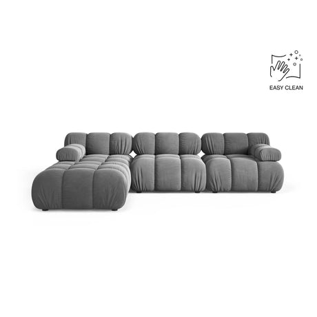 Bellis Modulares 4-Sitzer Ecksofa aus Samt in Hellgrau (Venus 2929), 282x188 cm von Micadoni – Bild 1