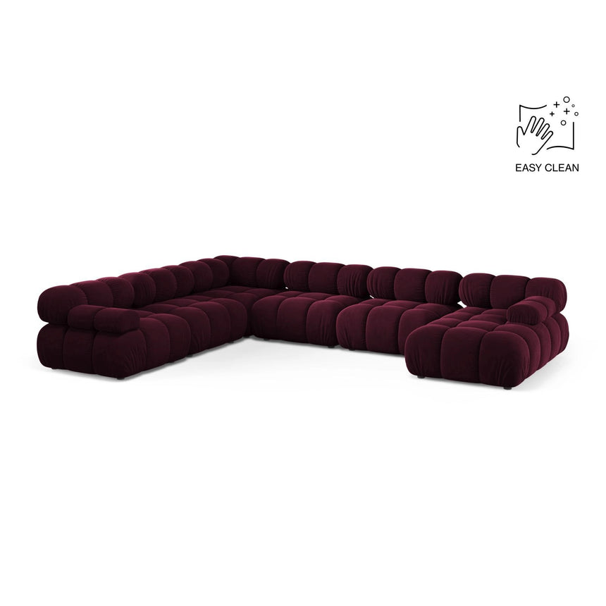 Bellis Modulares 8-Sitzer Panoramasofa, Linke Seite, aus Samt in Burgund (Venus 2932), 376x282 cm von Micadoni – Bild 1