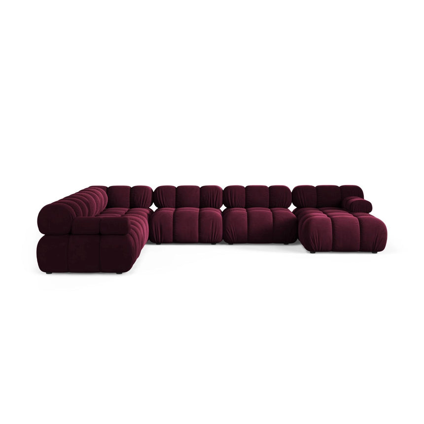 Bellis Modulares 8-Sitzer Panoramasofa, Linke Seite, aus Samt in Burgund (Venus 2932), 376x282 cm von Micadoni – Bild 2