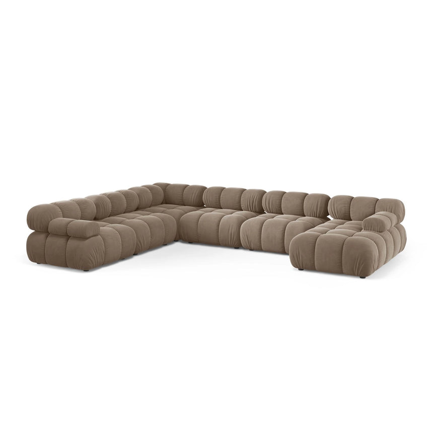 Bellis Modulares 8-Sitzer Panoramasofa, Linke Seite, aus Samt in Cappuccino (Bluvel 40), 376x282 cm von Micadoni – Bild 1