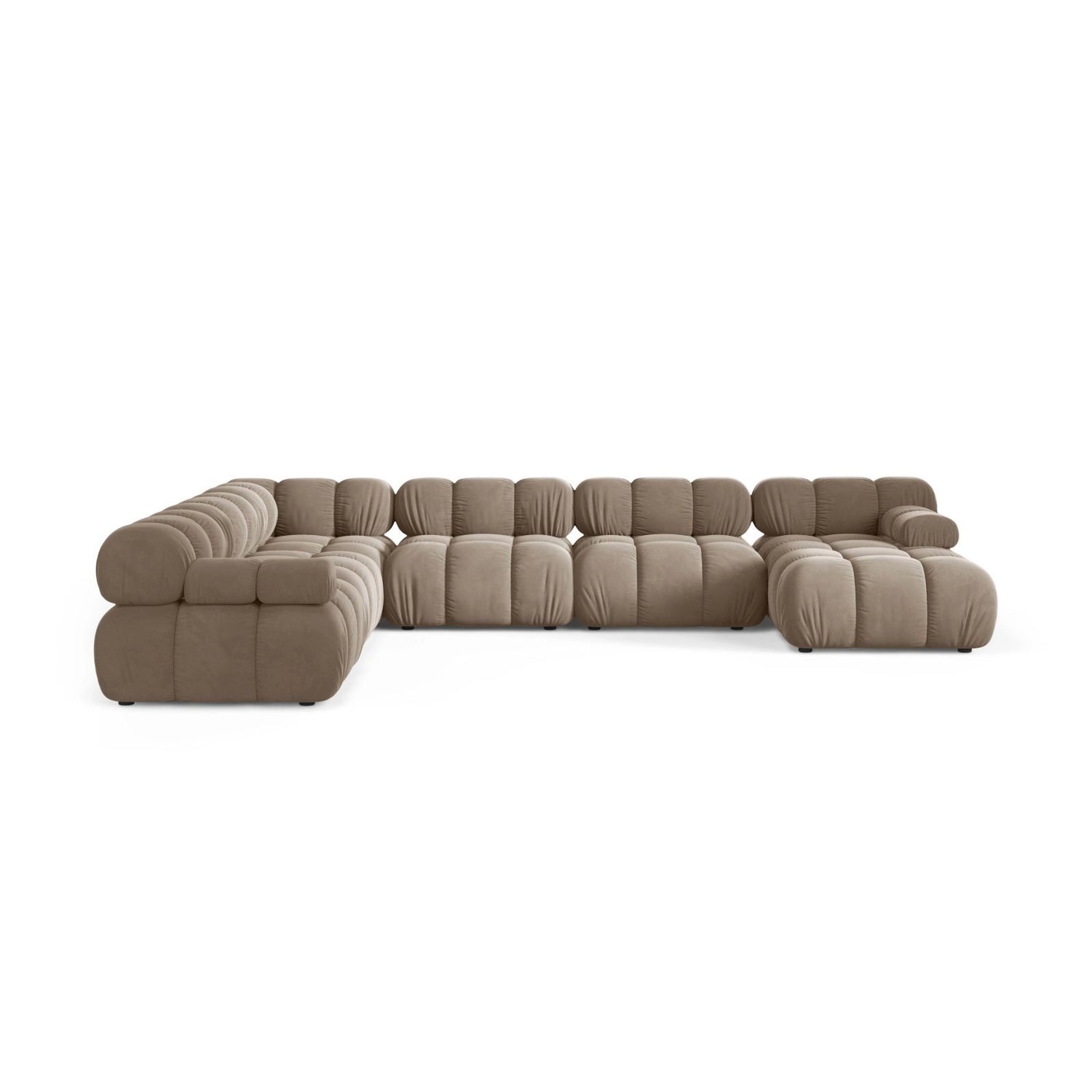 Bellis Modulares 8-Sitzer Panoramasofa, Linke Seite, aus Samt in Cappuccino (Bluvel 40), 376x282 cm von Micadoni – Bild 2