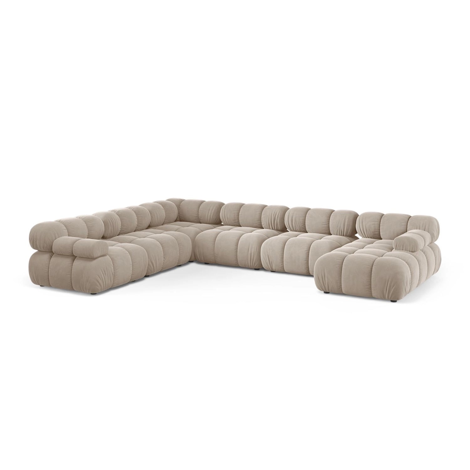 Bellis Modulares 8-Sitzer Panoramasofa, Linke Seite, aus Samt in Dunkelbeige (Bluvel 30), 376x282 cm von Micadoni – Bild 1