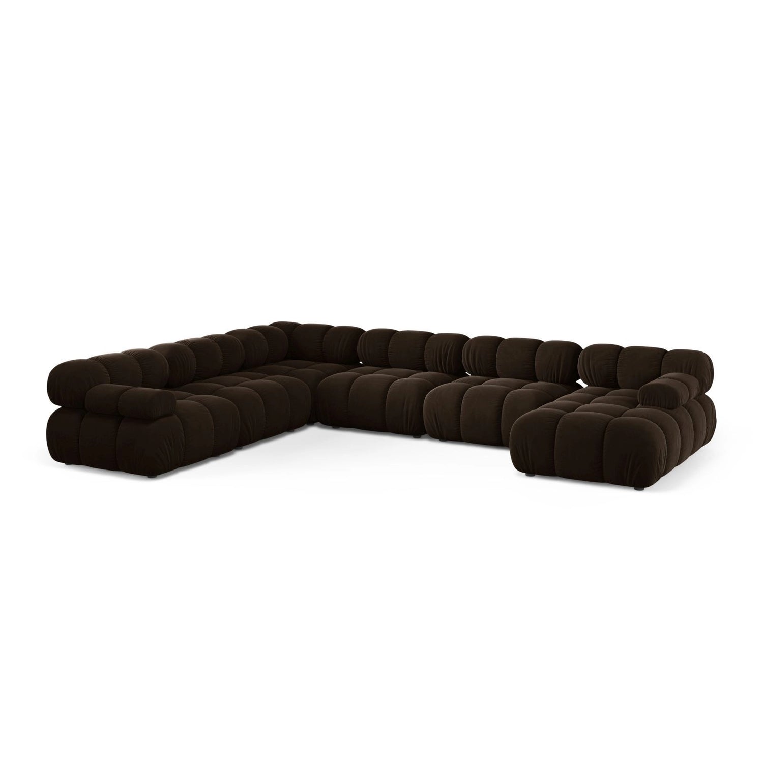 Bellis Modulares 8-Sitzer Panoramasofa, Linke Seite, aus Samt in Dunkelbraun (Bluvel 48), 376x282 cm von Micadoni – Bild 1