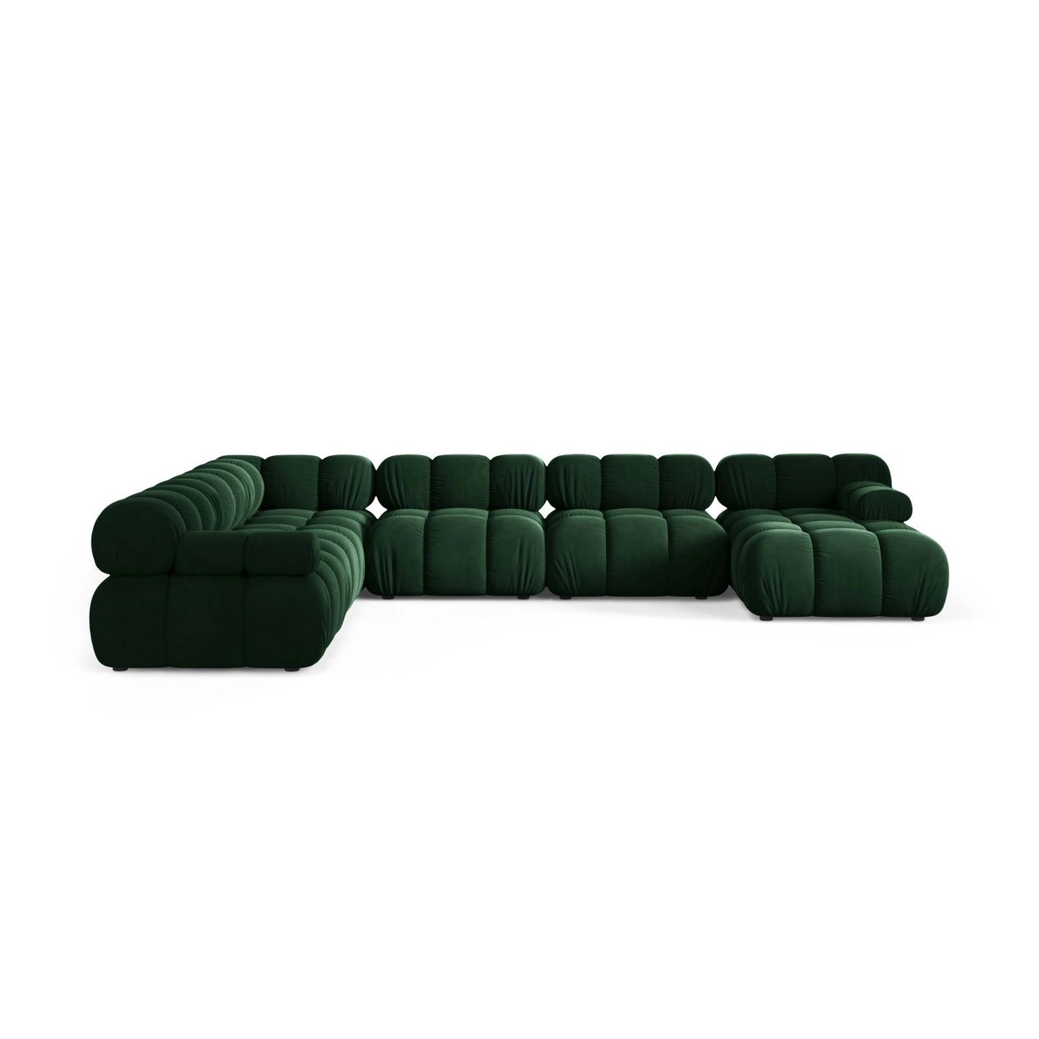 Bellis Modulares 8-Sitzer Panoramasofa, Linke Seite, aus Samt in Flaschengrün (Bluvel 78), 376x282 cm von Micadoni – Bild 2