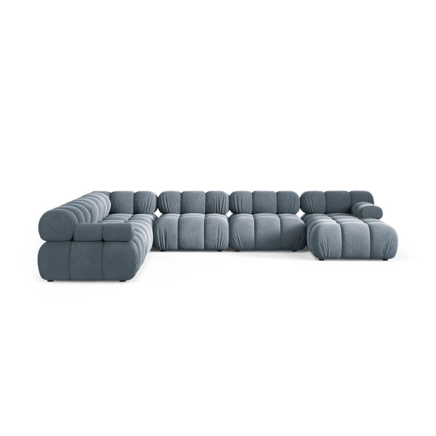 Bellis Modulares 8-Sitzer Panoramasofa, Linke Seite, aus Samt in Hellblau (Bluvel 06), 376x282 cm von Micadoni – Bild 2