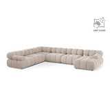 Bellis Modulares 8-Sitzer Panoramasofa, Linke Seite, aus Samt in Leichtes Beige (Venus 2927), 376x282 cm von Micadoni – Bild 1