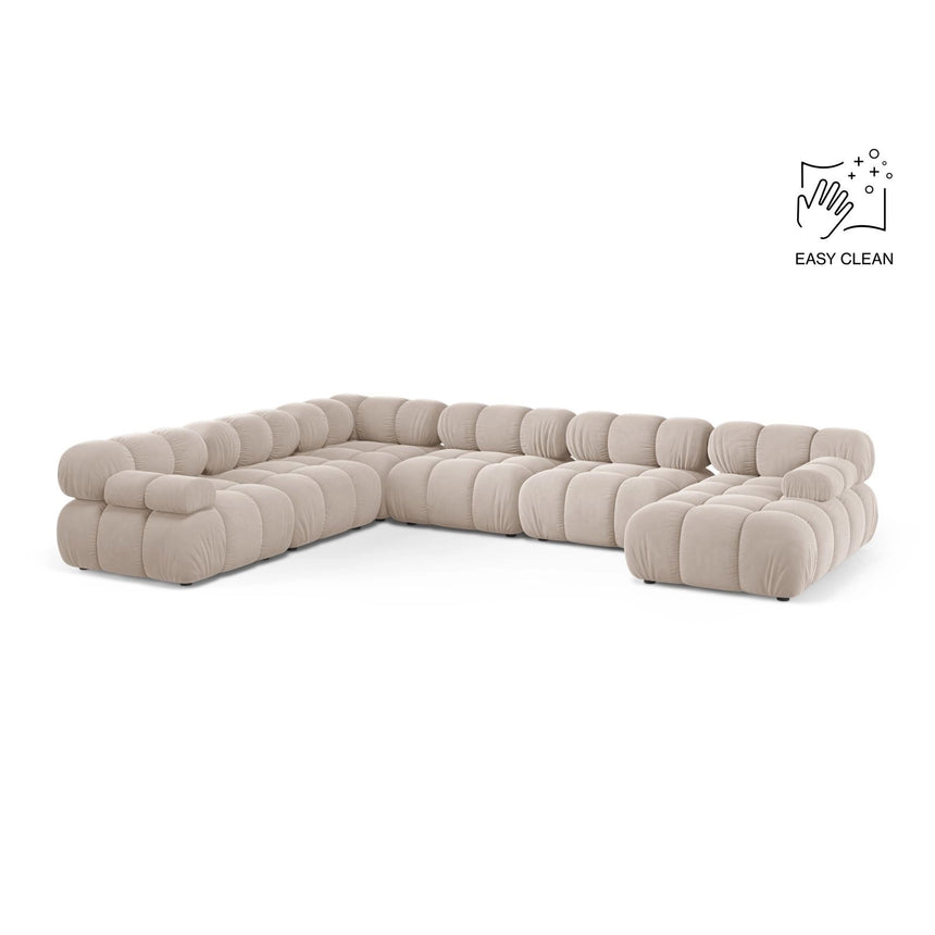 Bellis Modulares 8-Sitzer Panoramasofa, Linke Seite, aus Samt in Leichtes Beige (Venus 2927), 376x282 cm von Micadoni – Bild 1