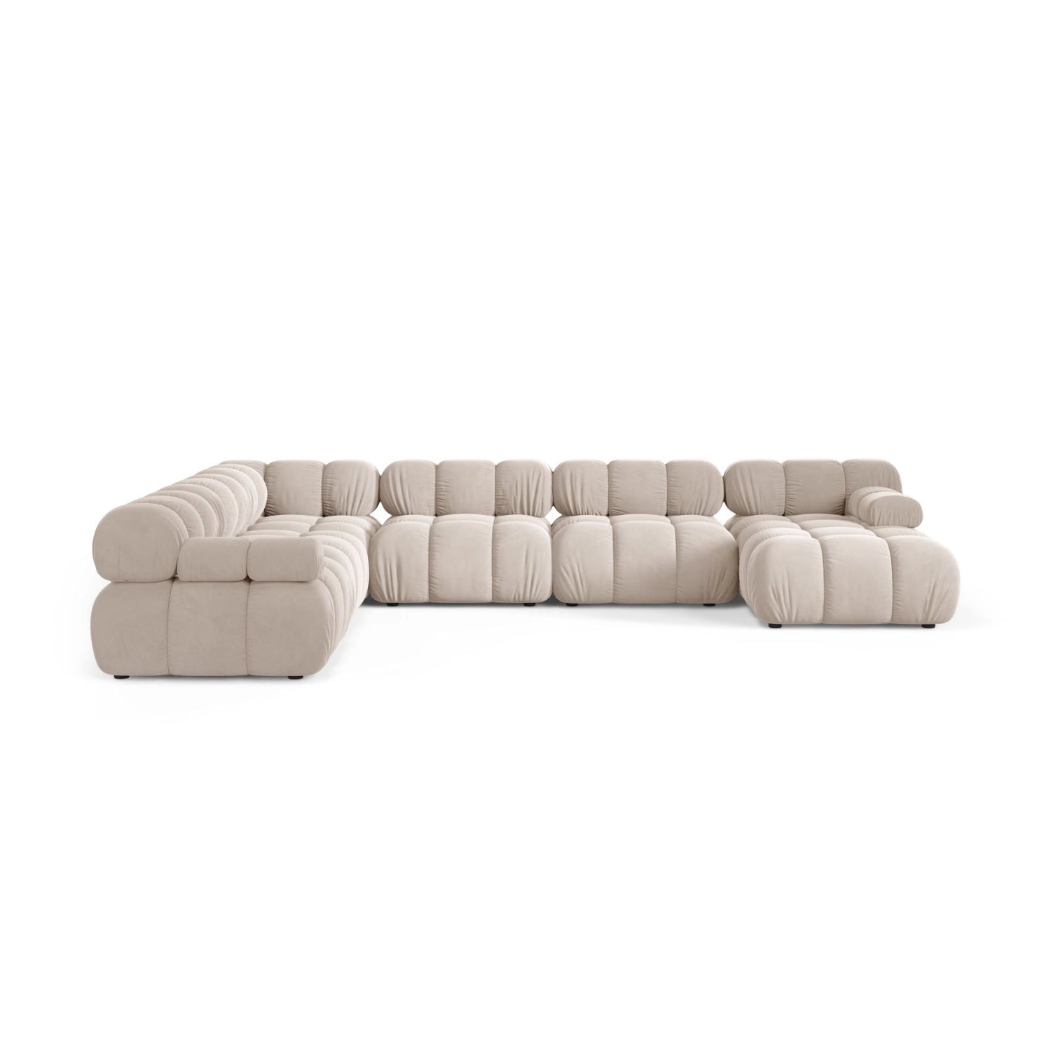 Bellis Modulares 8-Sitzer Panoramasofa, Linke Seite, aus Samt in Leichtes Beige (Venus 2927), 376x282 cm von Micadoni – Bild 2