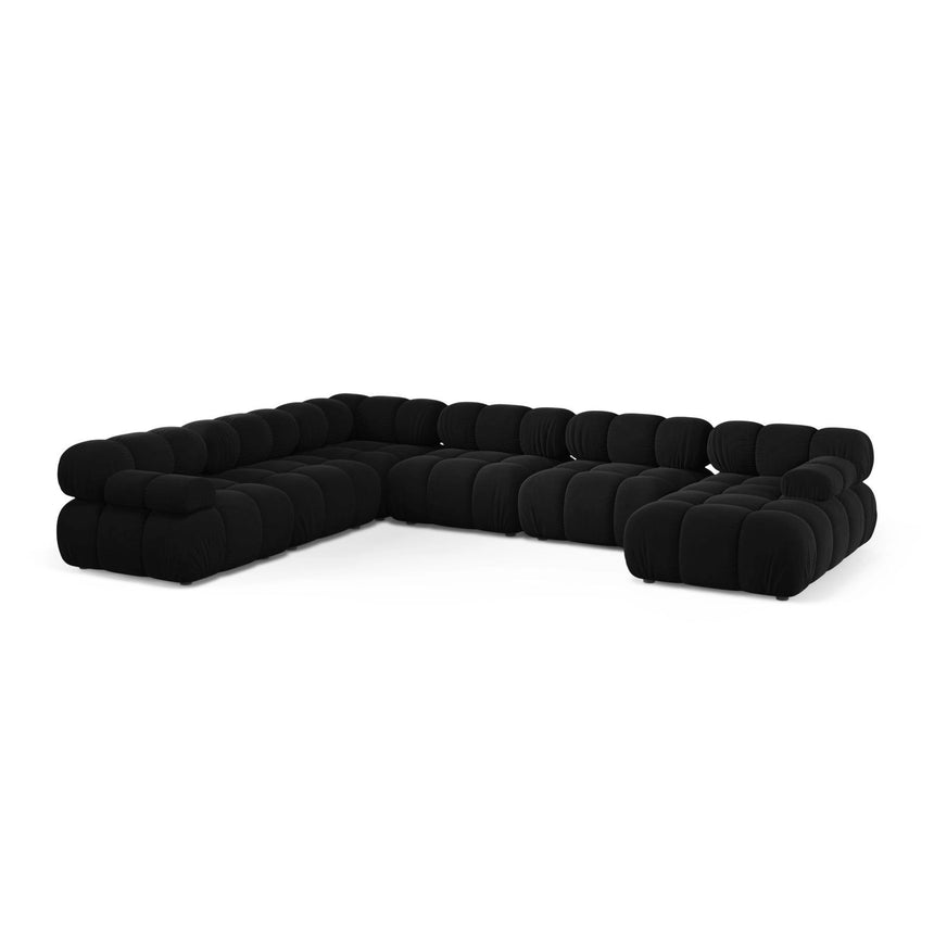 Bellis Modulares 8-Sitzer Panoramasofa, Linke Seite, aus Samt in Schwarz (Bluvel 19), 376x282 cm von Micadoni – Bild 1