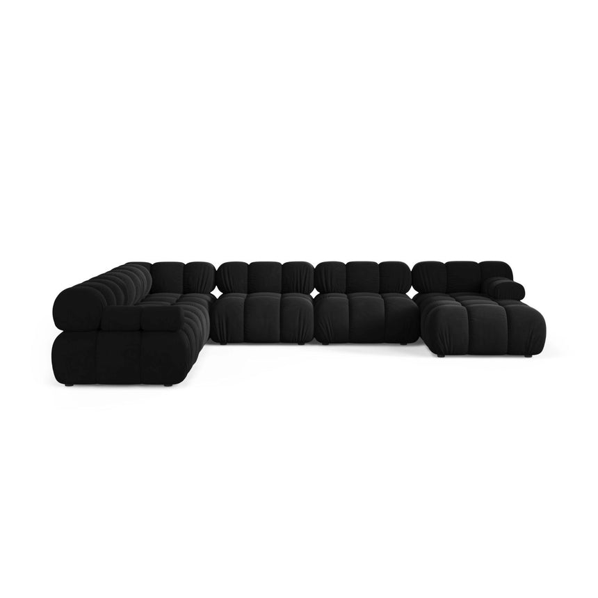 Bellis Modulares 8-Sitzer Panoramasofa, Linke Seite, aus Samt in Schwarz (Bluvel 19), 376x282 cm von Micadoni – Bild 2