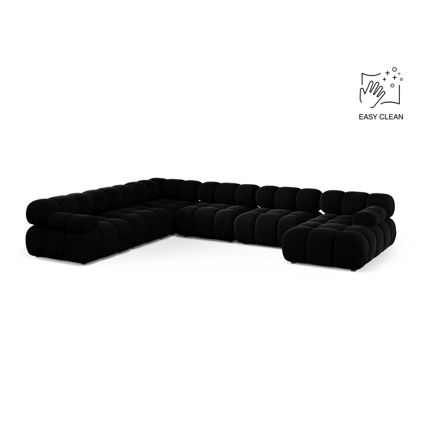 Bellis Modulares 8-Sitzer Panoramasofa, Linke Seite, aus Samt in Schwarz (Venus 2923), 376x282 cm von Micadoni – Bild 1