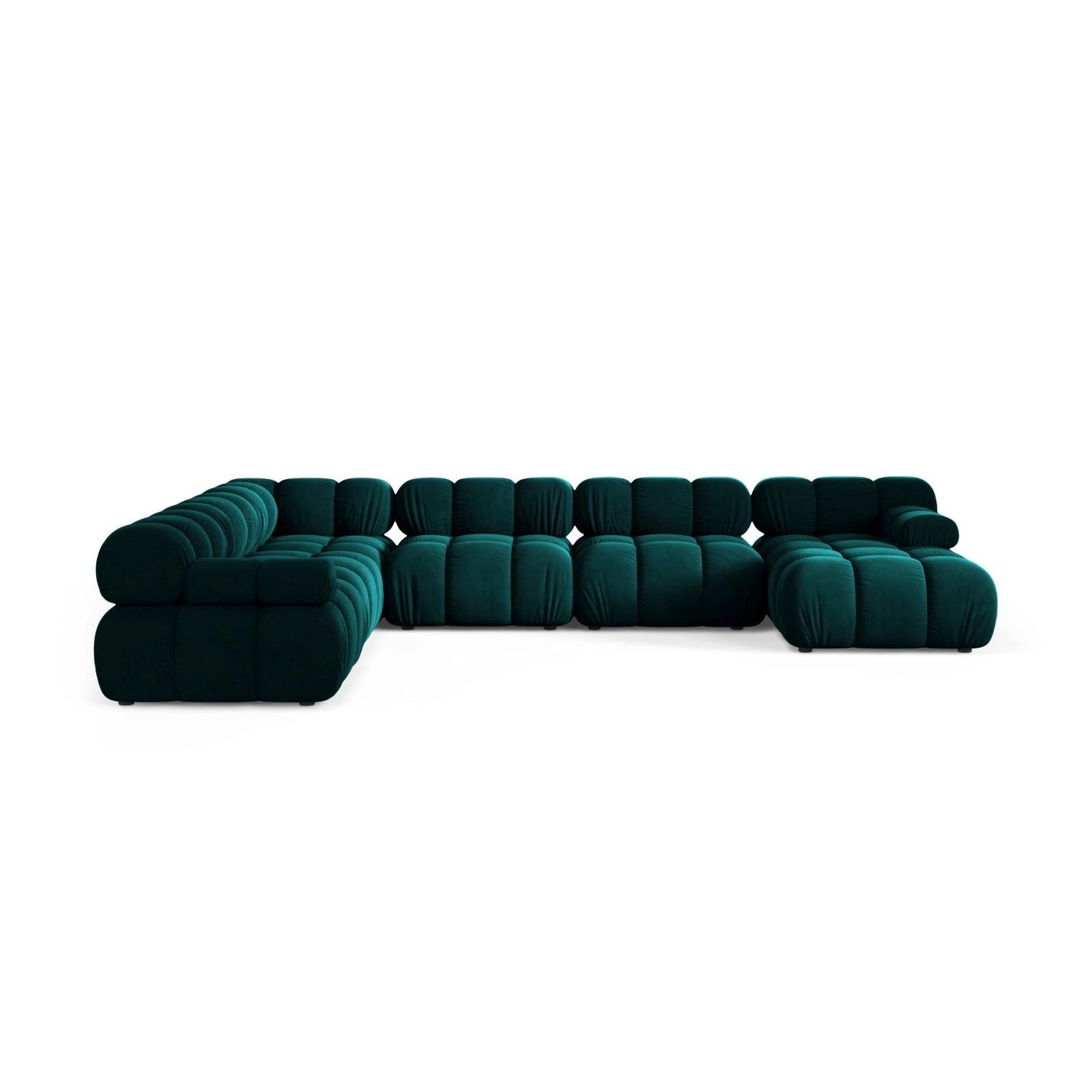 Bellis Modulares 8-Sitzer Panoramasofa, Linke Seite, aus Samt in Tiefes Petrol (Venus 2911), 376x282 cm von Micadoni – Bild 2