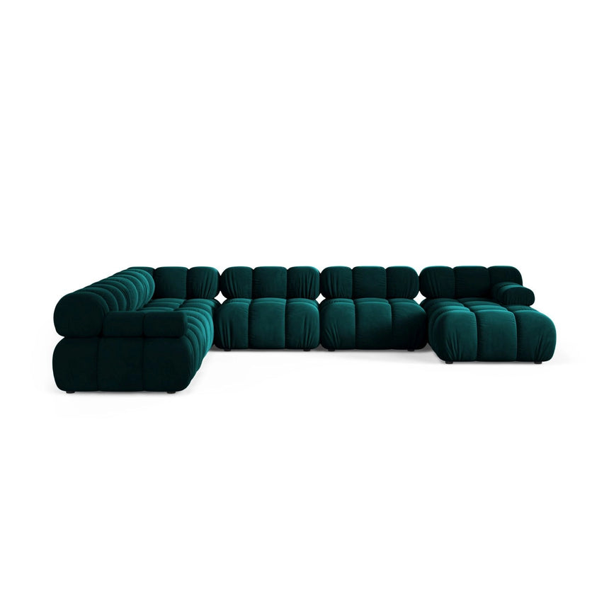 Bellis Modulares 8-Sitzer Panoramasofa, Linke Seite, aus Samt in Tiefes Petrol (Venus 2911), 376x282 cm von Micadoni – Bild 2