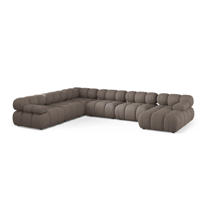 Bellis Modulares 8-Sitzer Panoramasofa, Linke Seite, aus Strukturierter Stoff in Cappuccino (Liberty 5), 376x282 cm von Micadoni – Bild 1