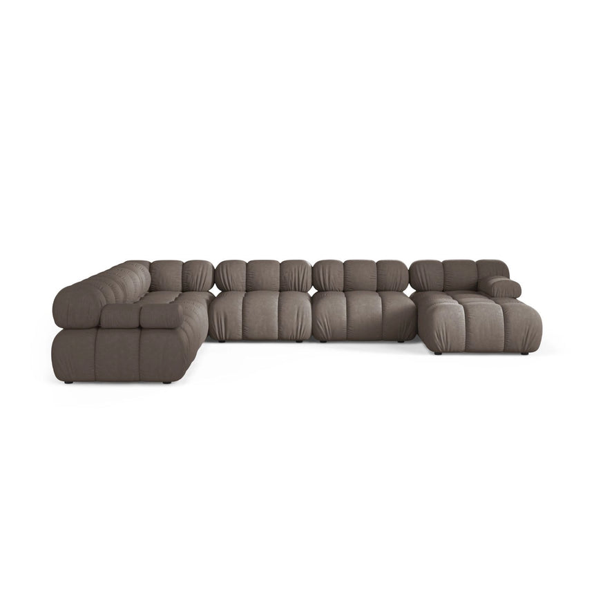 Bellis Modulares 8-Sitzer Panoramasofa, Linke Seite, aus Strukturierter Stoff in Cappuccino (Liberty 5), 376x282 cm von Micadoni – Bild 2