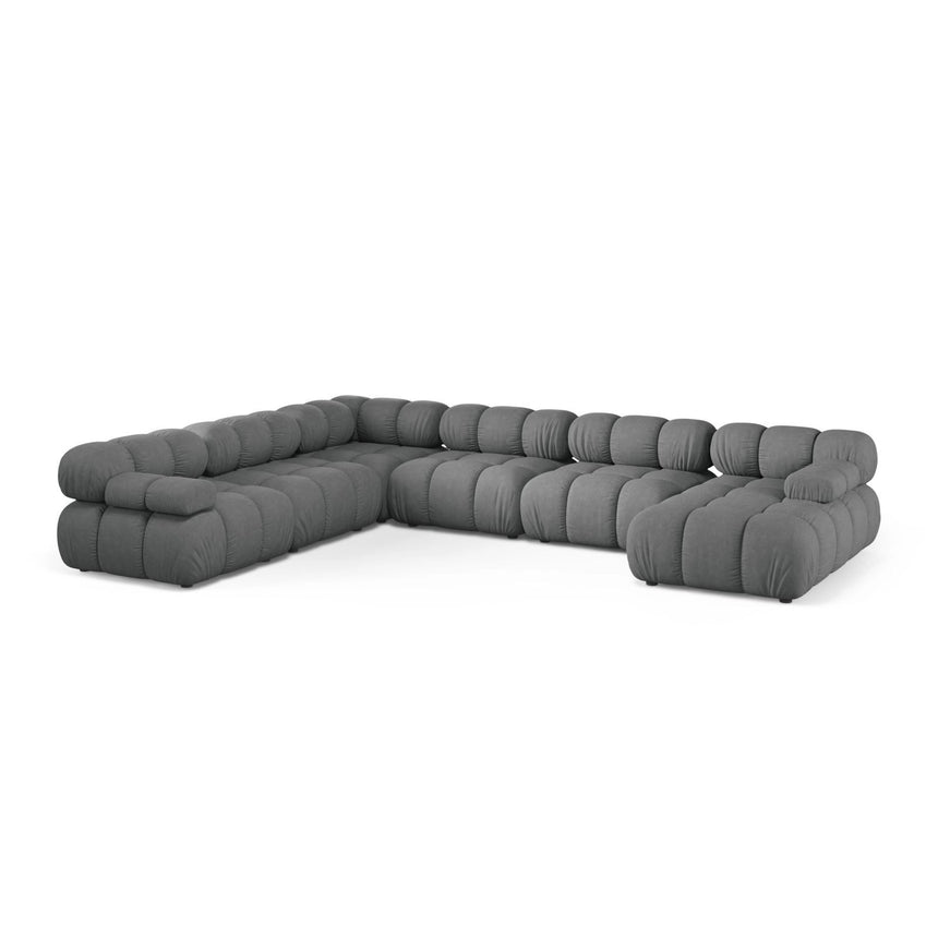 Bellis Modulares 8-Sitzer Panoramasofa, Linke Seite, aus Strukturierter Stoff in Grau (Liberty 20), 376x282 cm von Micadoni – Bild 1