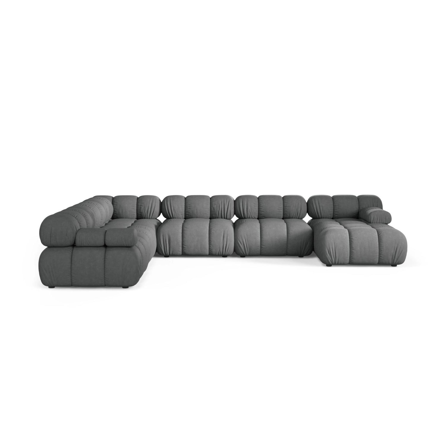 Bellis Modulares 8-Sitzer Panoramasofa, Linke Seite, aus Strukturierter Stoff in Grau (Liberty 20), 376x282 cm von Micadoni – Bild 2