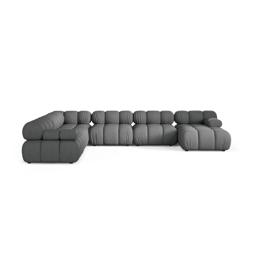 Bellis Modulares 8-Sitzer Panoramasofa, Linke Seite, aus Strukturierter Stoff in Grau (Liberty 20), 376x282 cm von Micadoni – Bild 2
