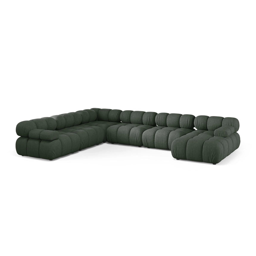 Bellis Modulares 8-Sitzer Panoramasofa, Linke Seite, aus Strukturierter Stoff in Moosgrün (Liberty 12), 376x282 cm von Micadoni – Bild 1