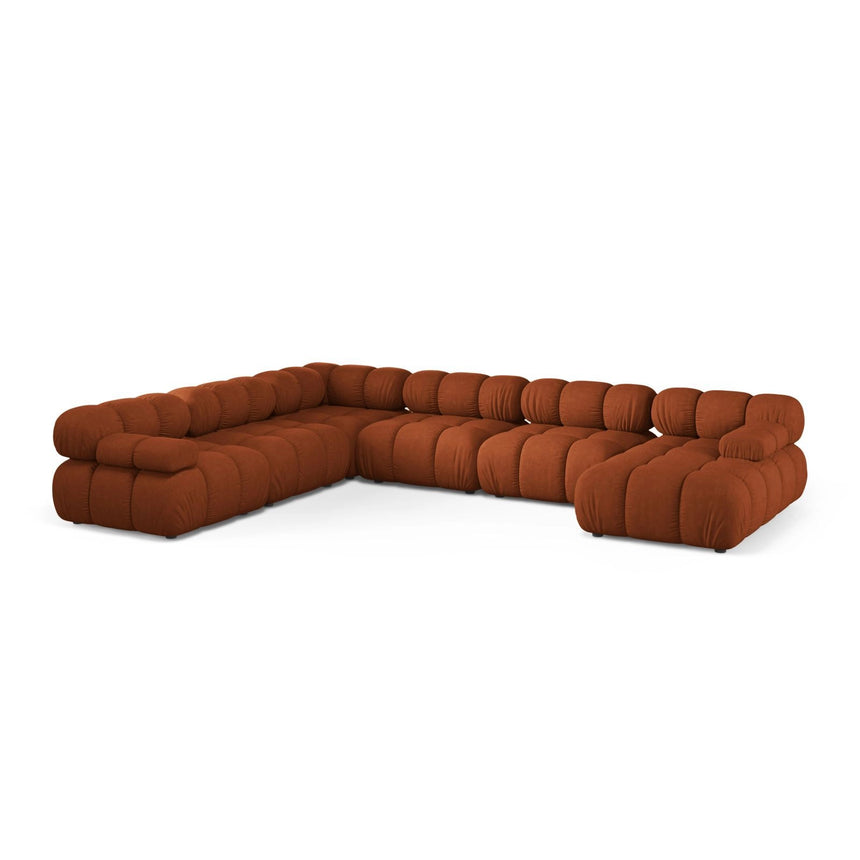 Bellis Modulares 8-Sitzer Panoramasofa, Linke Seite, aus Strukturierter Stoff in Ziegel (Liberty 9), 376x282 cm von Micadoni – Bild 1