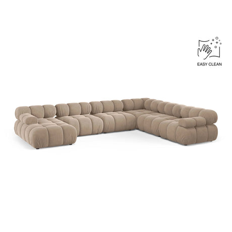 Bellis Modulares 8-Sitzer Panoramasofa, Rechte Seite, aus Samt in Beige (Venus 2928), 376x282 cm von Micadoni – Bild 1