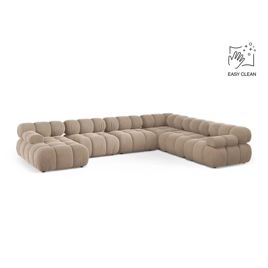 Bellis Modulares 8-Sitzer Panoramasofa, Rechte Seite, aus Samt in Beige (Venus 2928), 376x282 cm von Micadoni – Bild 1