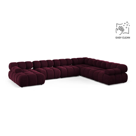 Bellis Modulares 8-Sitzer Panoramasofa, Rechte Seite, aus Samt in Burgund (Venus 2932), 376x282 cm von Micadoni – Bild 1